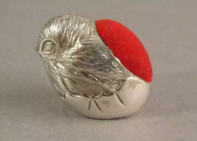 Fine Modern Novelty Silver HATCHING CHICK PIN CUSHION Hallmarked London 1997