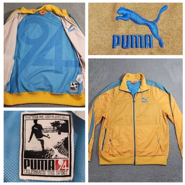 PUMA 94 Lifestyle Track Jacket Mens Large Full Zip Yellow Blue Vintage Inspired