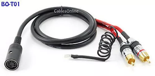 3ft Din-7 Female to 2-RCA Male TurnTable Cable w/ Ground