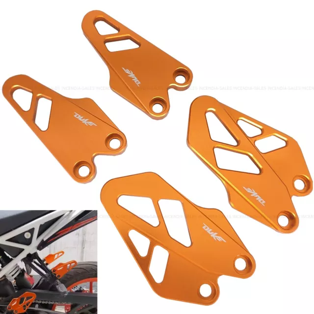 KTM Duke 125 390 Riders & Pillion Footrest Heel Guards Foot Peg Plate 2017-2023