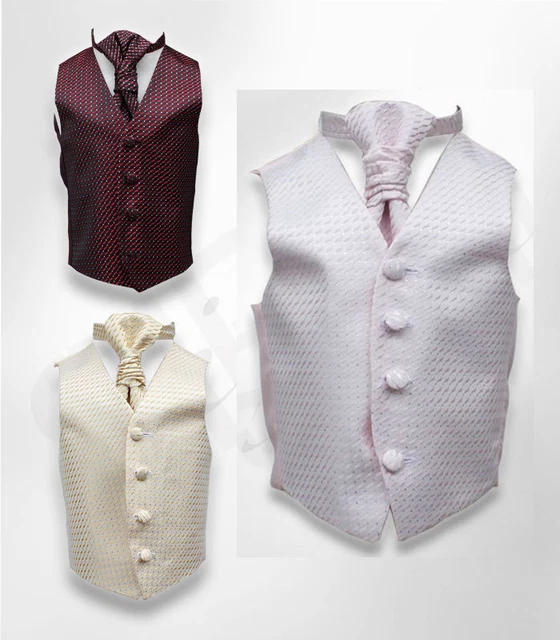 Set Fazzoletti Cravatta Gilet Formale Ragazzi Ballo Matrimonio Comunione Battesimo 2