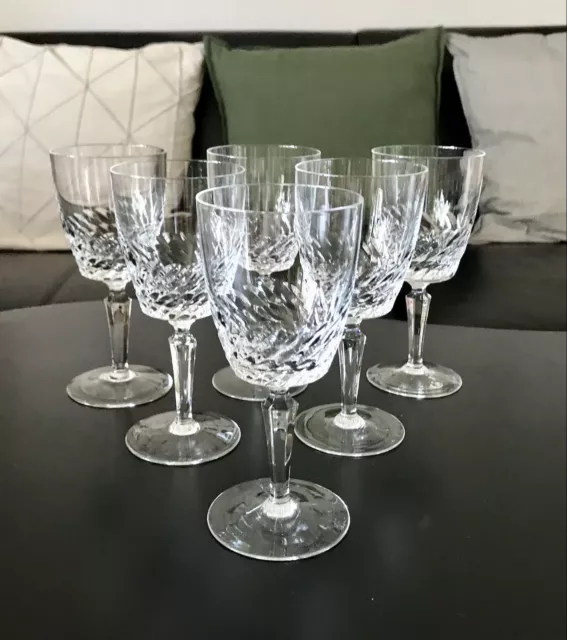 Alt Vintage 60er 6  Weingläser Gläser Kristallglas Muster String-Ära