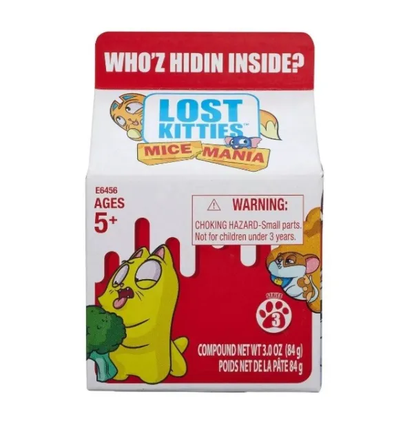 Lost Kitties Mice Mania Singles X5 Toy Surprise Kids Blind Bag Milk Carton New