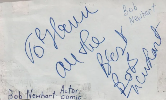 Bob Newhart Comedian Actor Movie Autographed Signed Index Card JSA COA