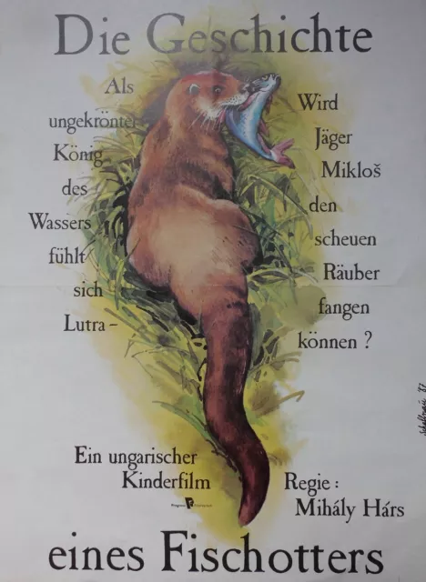Kinderfilm Geschichte Fischotters Grafik Th. Schallnau 1988 Plakat DDR 59x42 cm