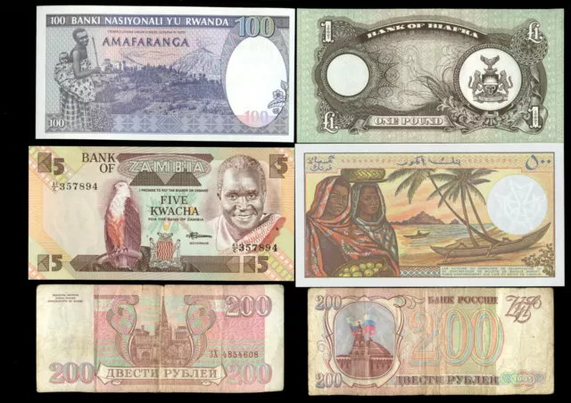 Foreign Currency Lot- Zambia Rwanda France Funfzig Schilling Zwanzig Biafra