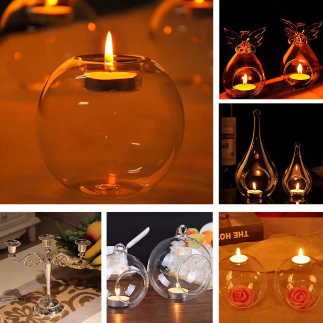 6-36Pcs Clear Glass Bauble Tea Light Holder Wedding Tealight Table Candle Holder