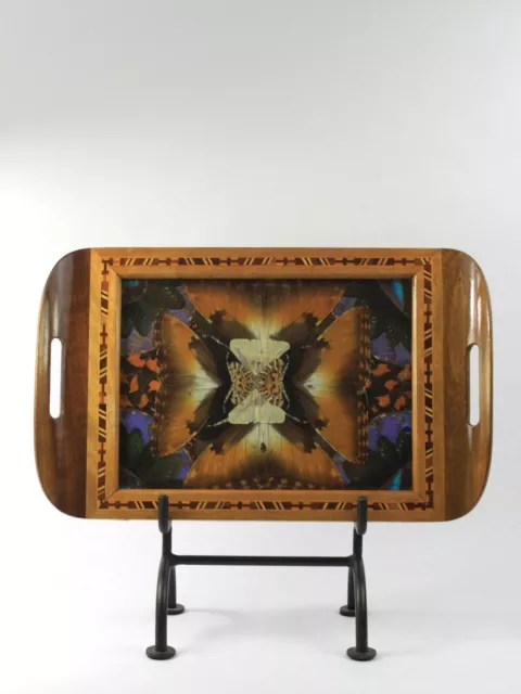 1930s Brazilian Inlaid Walnut Butterfly Wing Tea Tray