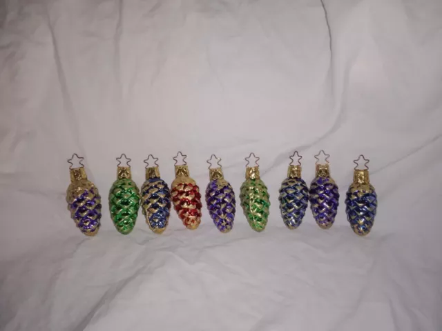 Vintage Christmas German Glass Ornaments Inge Glas Ornaments Set Of 9