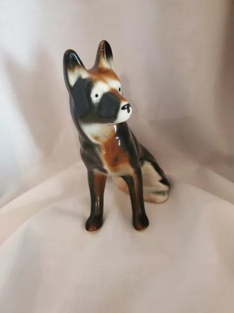 Vintage Unmarked Porcelain Dog German Shepard Figurine