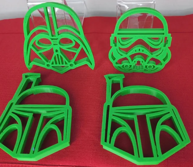 Cortador de galletas impreso en 3D inspirado en Star Wars Boba Fett 4 piezas verde