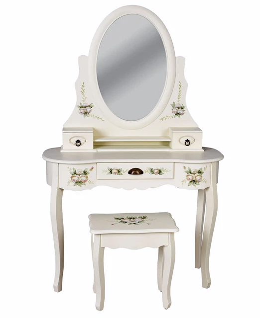 Schminktisch mit Hocker Rosen Spiegelkonsole Frisiertisch Konsole Tischkonsole