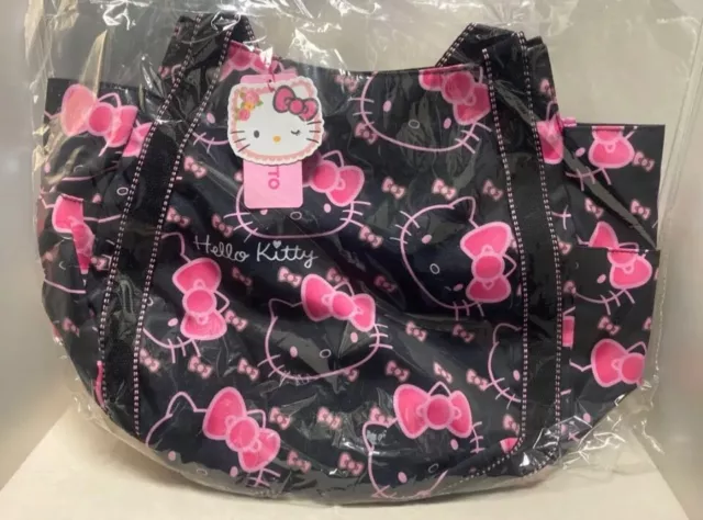 HELLOKITTY Kawaii ribbon Black Tote bag Sanrio official  NEW