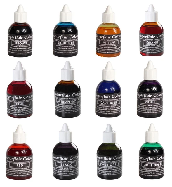 Qualsiasi 6 Colori Aerografo Sugarflair Colore Alimentare Liquido Commestibile Datato Dicembre 2022