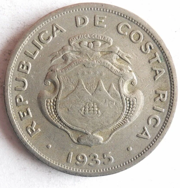 1935 COSTA RICA 50 CENTAVOS - Excellent Coin - FREE SHIP - Bin #80