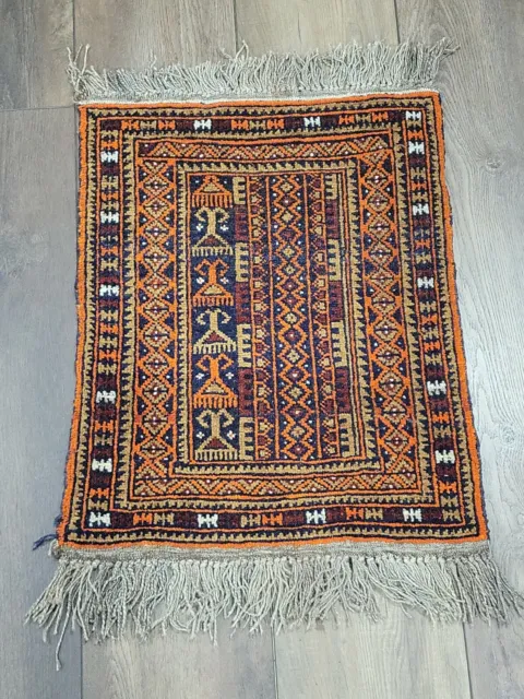 Old Turk Afghan Prayer Table Rug Carpet Primitive Worn Country appx 20x32 #2