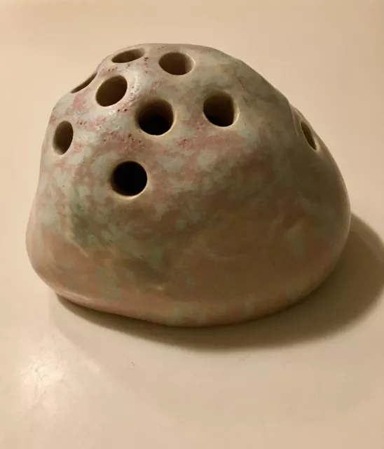 Vintage 1928 Art Deco Roseville Cremona Mottled Glaze Pottery Flower Frog #75