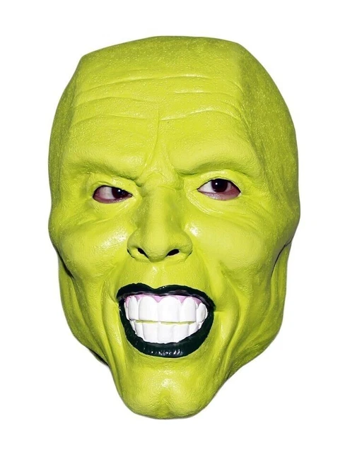 'THE MASK' PALE Green latex mask Jim Carrey Costume Fancy Dress
