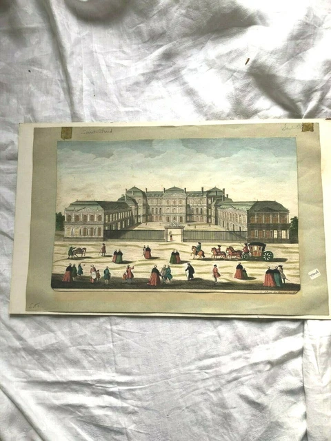 Gravure Vue D' Optique Chateau De  Saint Cloud  18 Eme Siecle