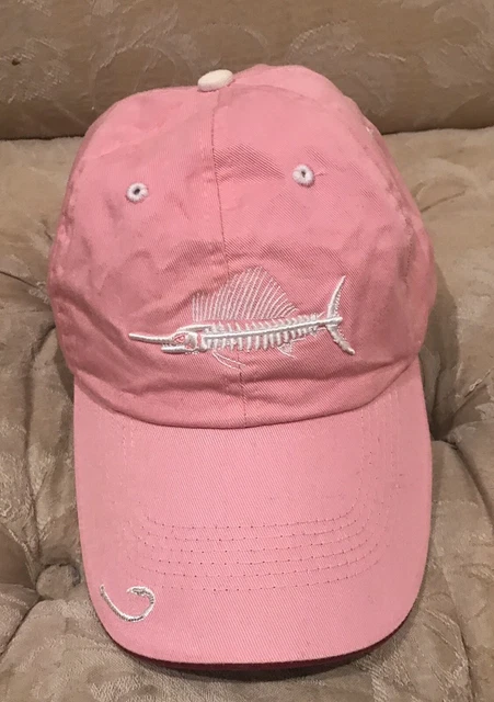 Get Reel Get Fish Full Logo Cap Hat Light Pink Swordfish Adjustable.