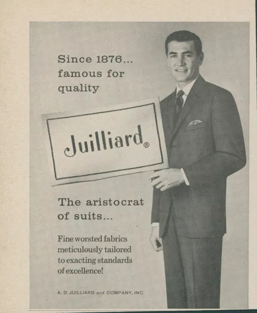 1963 Juilliard Suits Stylish Man Pocket Square Aristocrat Vintage Print Ad LO8