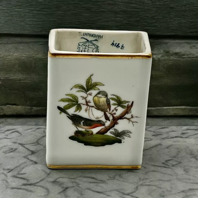 HEREND ROTHSCHILD BIRD BUTTERFLY Vintage Hand Painted Porcelain MATCH BOX Holder