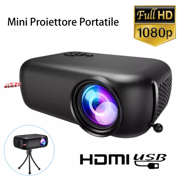 Full HD 1080P Mini Video Proiettore LED Home Theater Cinema Portatile USB HDMI