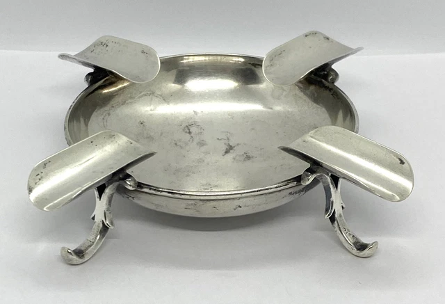 Art Deco MAPPIN & WEBB Sterling Silver Footed Cigar Ash Tray 109g 4.1/2”