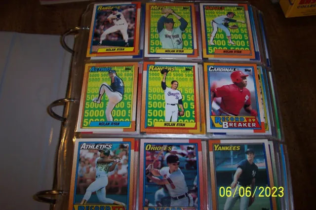 1990 Topps Baseball Complete Set ~ 792 Cards in binder & (5) Bonus Cal Ripkin