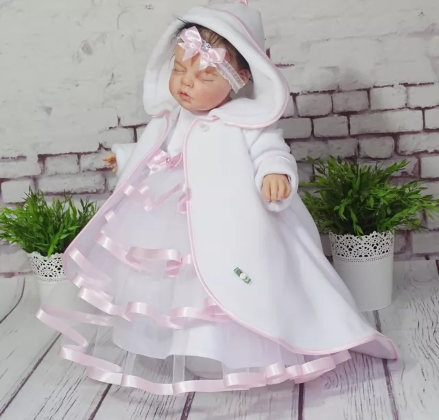 Taufmantel,Mantel, weiss-rosa, ♥Lily ♥ Gr. 56,62,68,74,80,86,92 NEU ♥