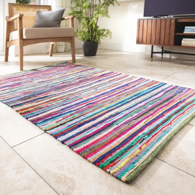 Chindi Rag Rug Handmade Multicoloured Area Rug made from 100% Recycled Materials