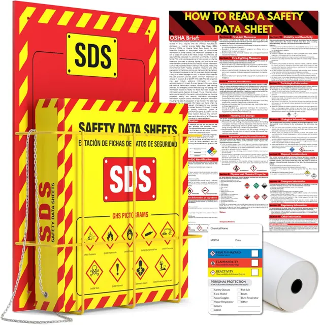 MSDS Wall Station - 3 Inch 3 Ring Material Safety Data Sheet Binder with SDS Wir