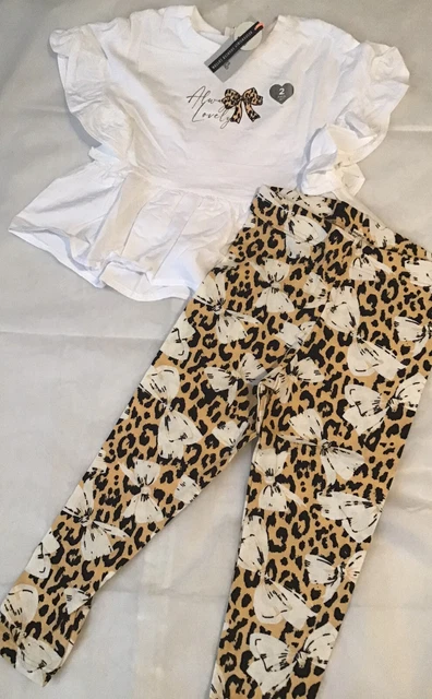 River island mini girls aged 18-24 Monthswhite leopard print T-shirt outfit BNWT
