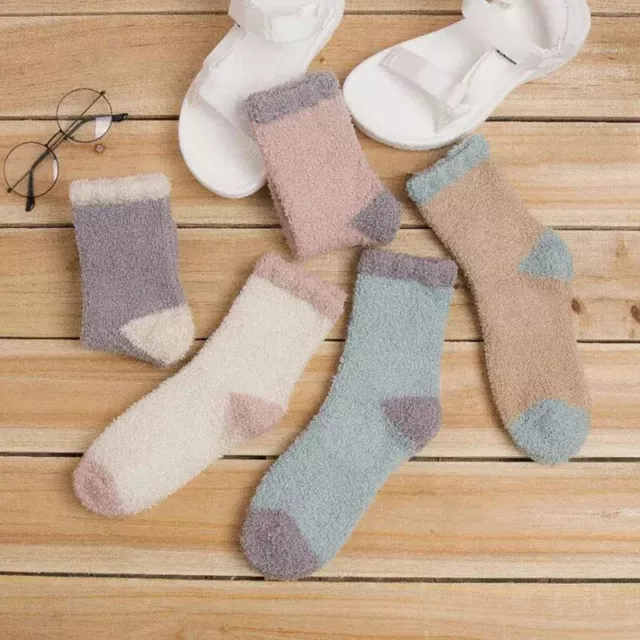 New Fashion Ladies Autumn And Winter Thick Warm Coral Fleece Socks Stitching Co