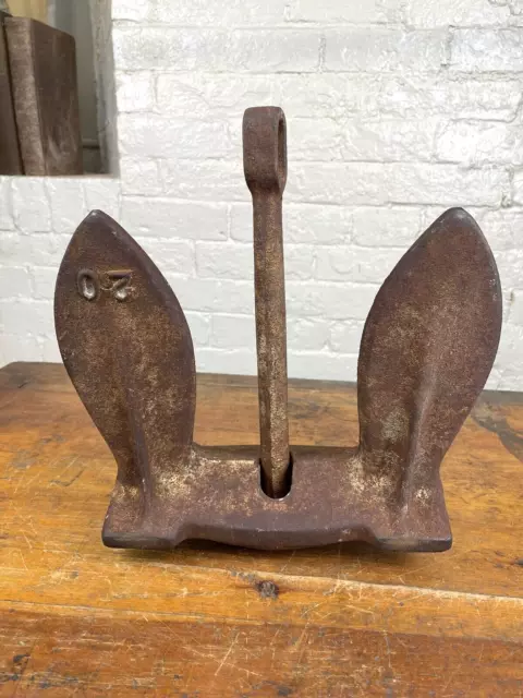 Vintage Iron Anchor, Chunky, Self Standing, Prop, Display, RePurp, 11"W Flukes