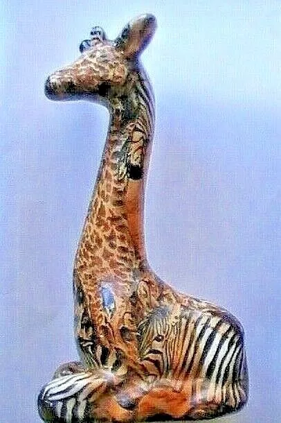 La Vie Safari Collection Decoupage Patchwork Glazed Ceramic Giraffe Figurine