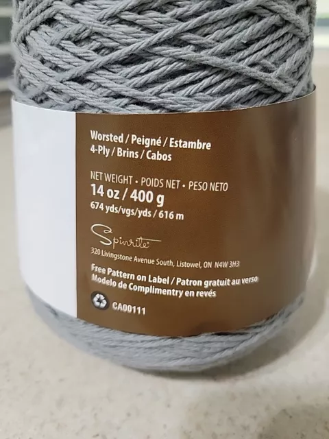 Lily Sugar'n Cream Cotton Yarn GRAY Cone-Overcast  New 2