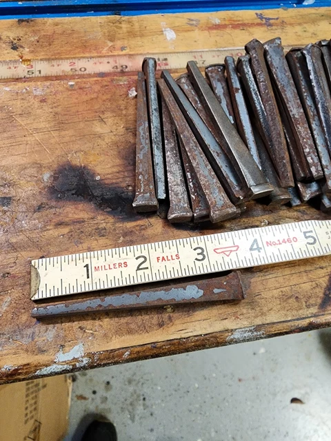 4.5 lbs.  of  NEW OLD STOCK 3 1/2 inch    SQUARE CUT, SQUARE HEAD NAILS
