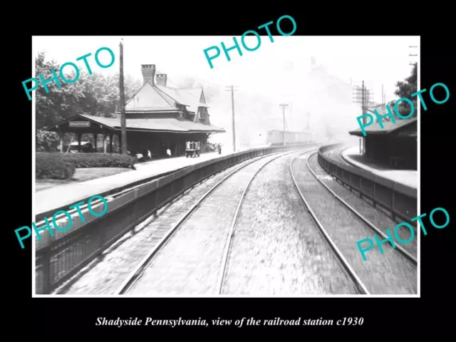 OLD LARGE HISTORIC PHOTO OF SHADYSIDE PENNSYLVANIA THE RAILROAD STATION c1930