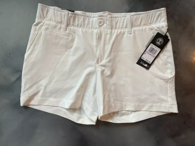 Under Armour Heat Gear Womens Size 6 Fitted White Shorts Golf