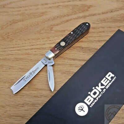 Boker Razor Jack Pocket Knife Carbon Stainless Blades Jigged Brown Bone Handle