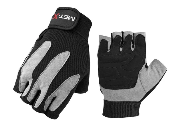 Met-X Grey Suede Wheelchair Gloves Light Padding Soft Touch Unisex