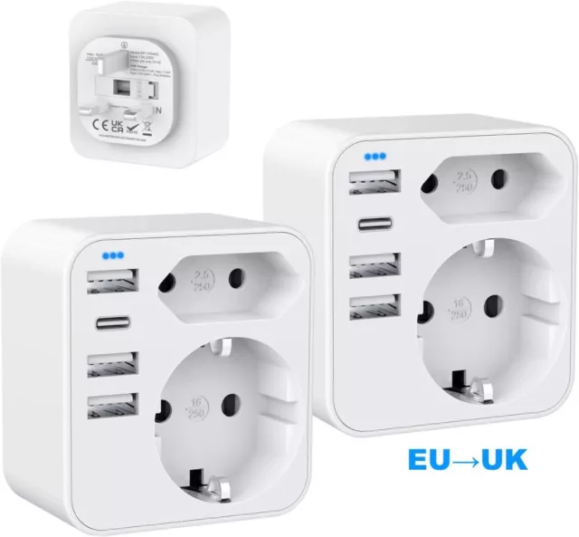 Reiseadapter DE auf UK GB England Steckdose Reisestecker Adapter Strom 3pin USB