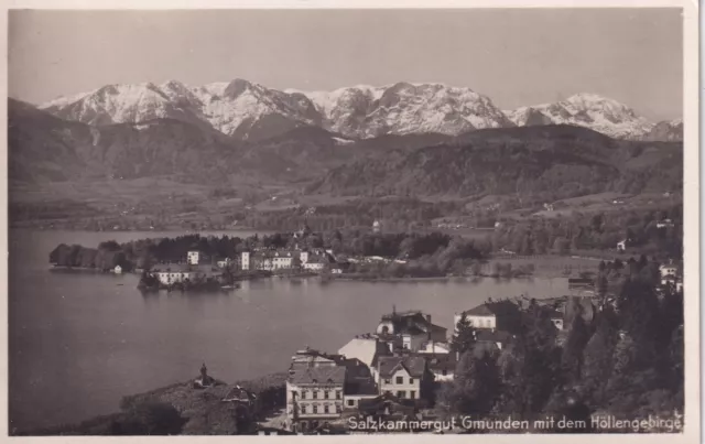 AK Salzkammergut Gmunden mit dem Höllengebirge ungelaufen