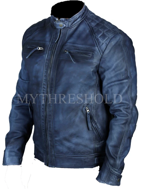 Pure navy deals leather moto jacket