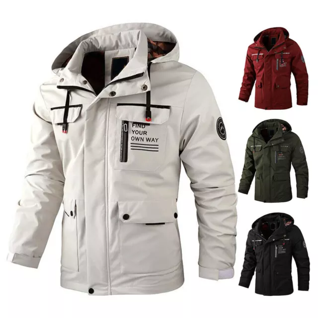 Mens Fall Windbreaker Bomber Jacket Outdoor Waterproof Sports Jacket Warm Coat