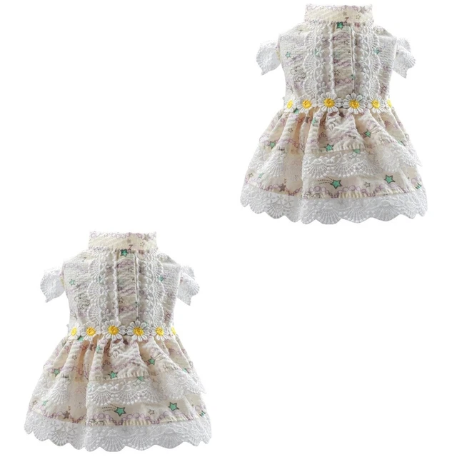 2 PCS chihuahua layered dress Cappotti Per Cani Abito Principessa Floreale Vesti