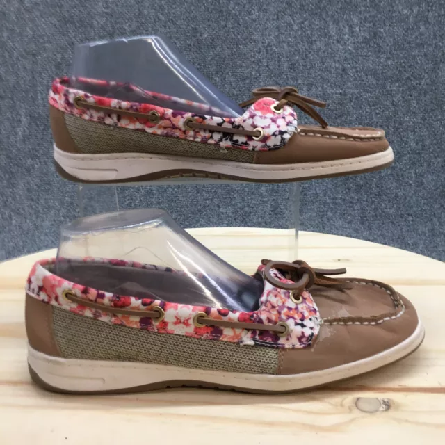 Croft&Barrow Shoes Womens 10 M Boat Pink Floral Fabric Moc Toe Bow Top Casual