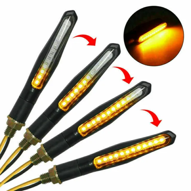 M10 Motorcycle LED Turn Signal Lamp Sequential Flowing Indicator Light Amber