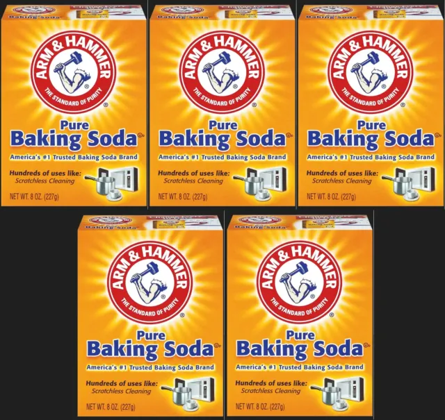 5 Boxes Arm & Hammer Pure Baking Soda Box 8 oz